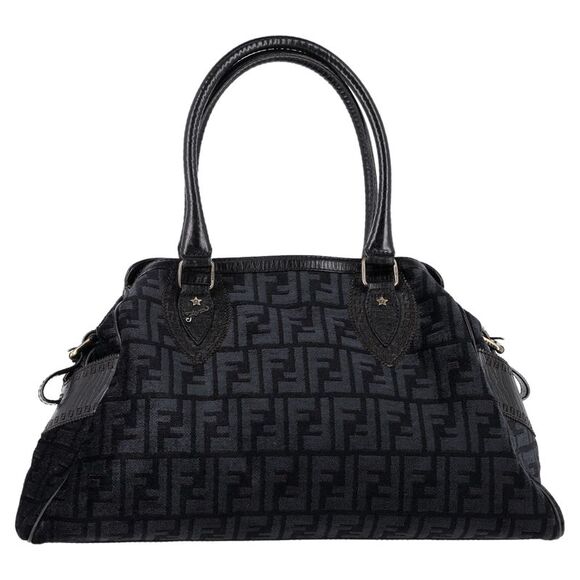 Fendi Handbags - Fendi Zucca Etniko Shoulder Bag in Black Canvas